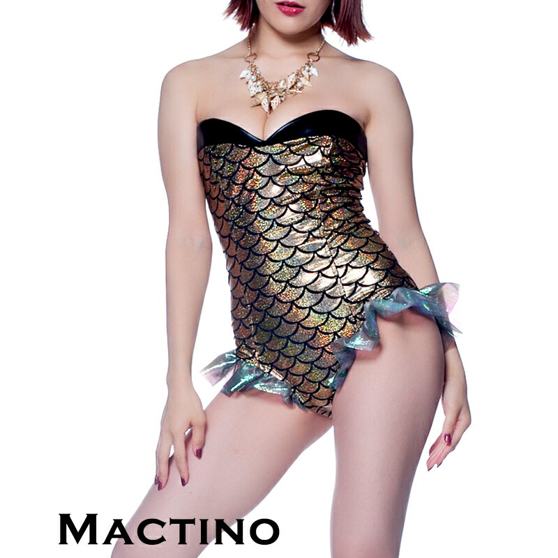 メイド コスプレ セクシー 衣装 マーメイドボディスーツ ゴールド レディース｜mactino