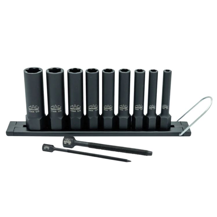 マックツールズ 9Pc. 1/4in R.B.R.T\u0026#8482; メトリック ディープ エクストラクターソケットセット SMMDPEX9RBRT