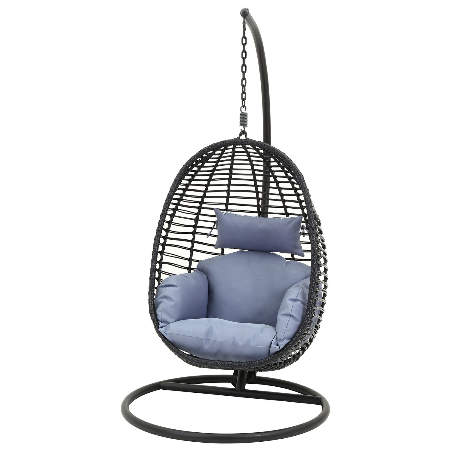 ◆【直接受渡し限定】ハンギングチェア 花柄クッション付き ブラウン 屋外使用可能/クッション付き/耐荷重120kg】ハンギングチェア