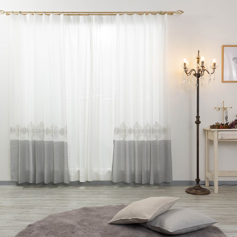 縫製のプロ職人が丁寧に国内縫製 リビング 寝室はもちろん 一人暮らしや新居の窓辺をおしゃれに演出してくれます レースカーテン インポート 幅継ぎなし 横取り トルコ 刺繍 セパレート柄 グレー おしゃれ かわいい オーダー 日本製 レコル Yh2