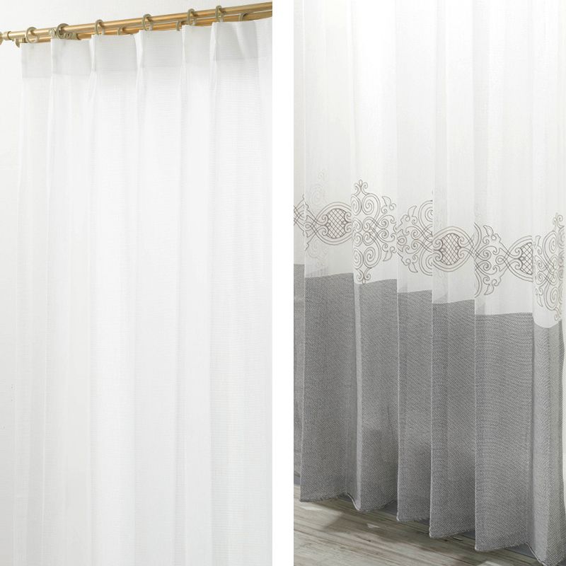 縫製のプロ職人が丁寧に国内縫製 リビング 寝室はもちろん 一人暮らしや新居の窓辺をおしゃれに演出してくれます レースカーテン インポート 幅継ぎなし 横取り トルコ 刺繍 セパレート柄 グレー おしゃれ かわいい オーダー 日本製 レコル Yh2