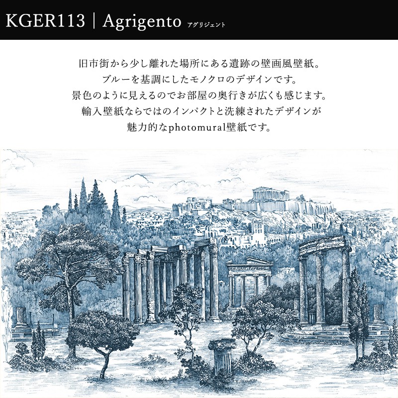 公式通販 ポイント10倍 日時 4h限定 壁紙 輸入壁紙 おしゃれ クロス 紙 店舗 内装 撮影 ドイツ製 はがせる 街並み 遺跡 壁画壁紙 ブルー モノクロデザイン 景色 風景 アグリジェント Ljx8 056 Csz Realidad360 Com