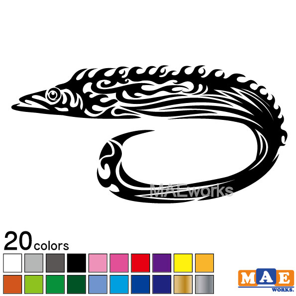 全色 タチウオ 太刀魚 魛 立魚 帯魚 カッティングステッカー フィッシング 海 タトゥー風 車 バイク シール クールデザイン かっこいい 釣り トライバル マエワークスオリジナル Tf 17 100 本物