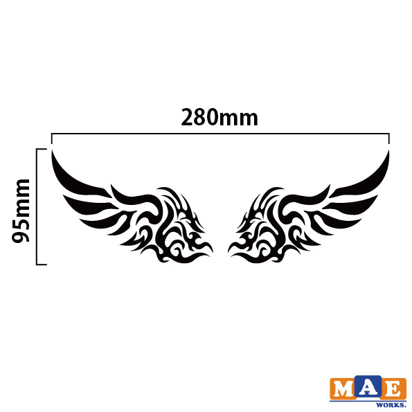 楽天市場 金銀メッキカラー トライバル カッティングステッカー ウイング 翼 羽根 羽 タトゥー風 車 バイク シール クールデザイン かっこいい マエワークスオリジナル Tw 07m ステッカー 看板のマエワークス