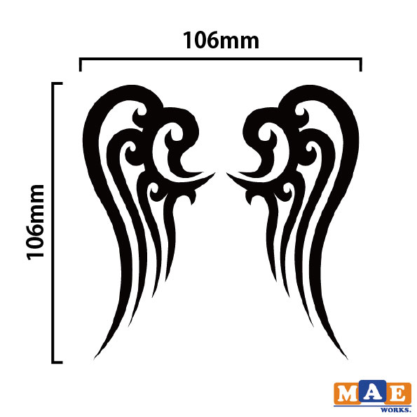 楽天市場 全色 トライバル カッティングステッカー ウイング 翼 羽根 羽 タトゥー風 車 バイク シール クールデザイン かっこいい マエワークスオリジナル Tw 15 ステッカー 看板のマエワークス