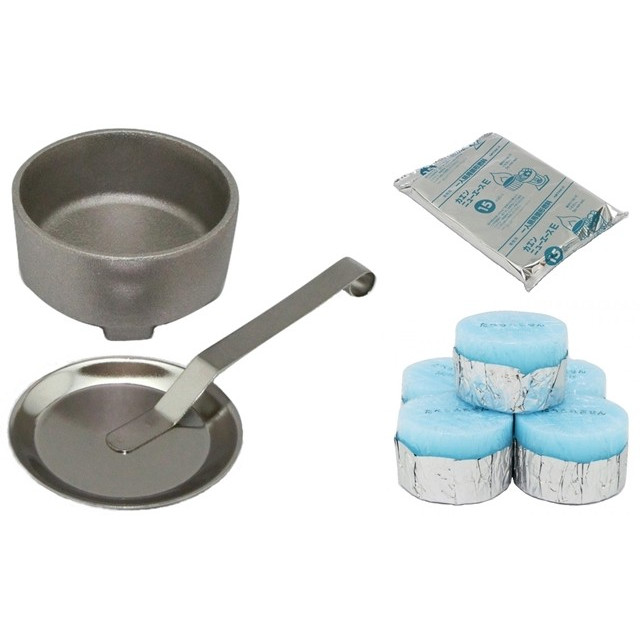 楽天市場 日本製 固形燃料 15ｇ個入 固形燃料 用 受け皿 火皿 アルミ合金製 固形燃料10g 15g g 25g 30g 35g 40g対応 1個 ステンレス製 火消し 蓋 セット Maedaya 前田家