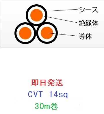 楽天市場】CVT14SQx3C 30m巻 ケーブル 電線 cvt14 CVT 14 3芯
