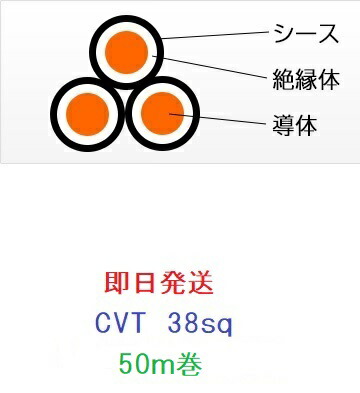 ケーブル・シールド CVT38-3 CVTケーブル 3×38 フジクラ・ダイヤケーブル No.204 電力