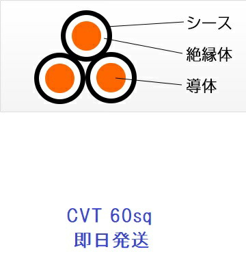ケーブル・シールド CVT38-3 ケーブル・シールド CVT38-3 CVT 38sq 3芯 600V CVTケーブル 30m 電線