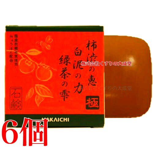 柿渋の恵 白泥の力 緑茶の雫 極 石けん 100g 6個 中一メディカル Nakaichi 柿渋 石鹸 クリアボディーソープ