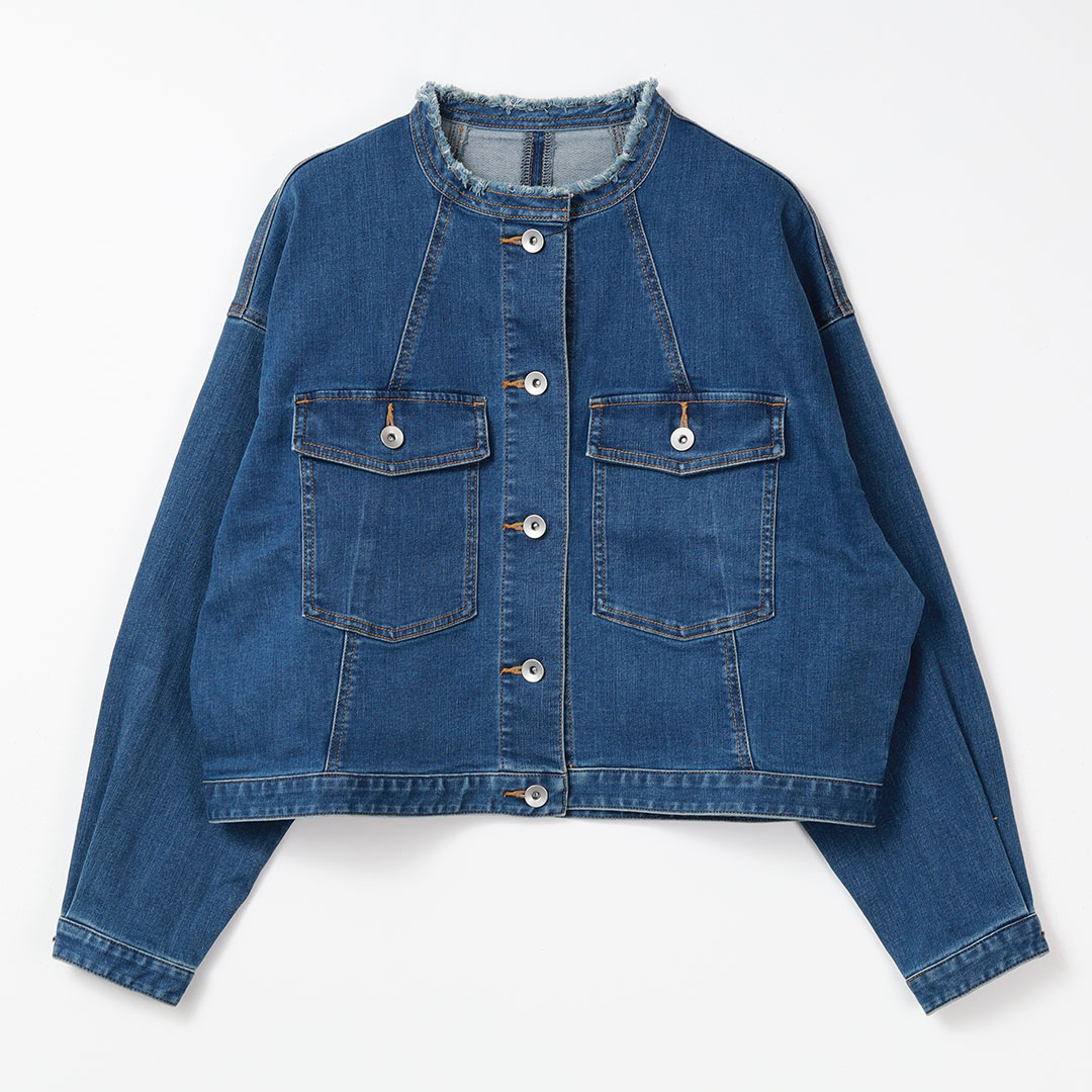 楽天市場】MAGGY/【手洗い可】ノーカラーデニムジャケット