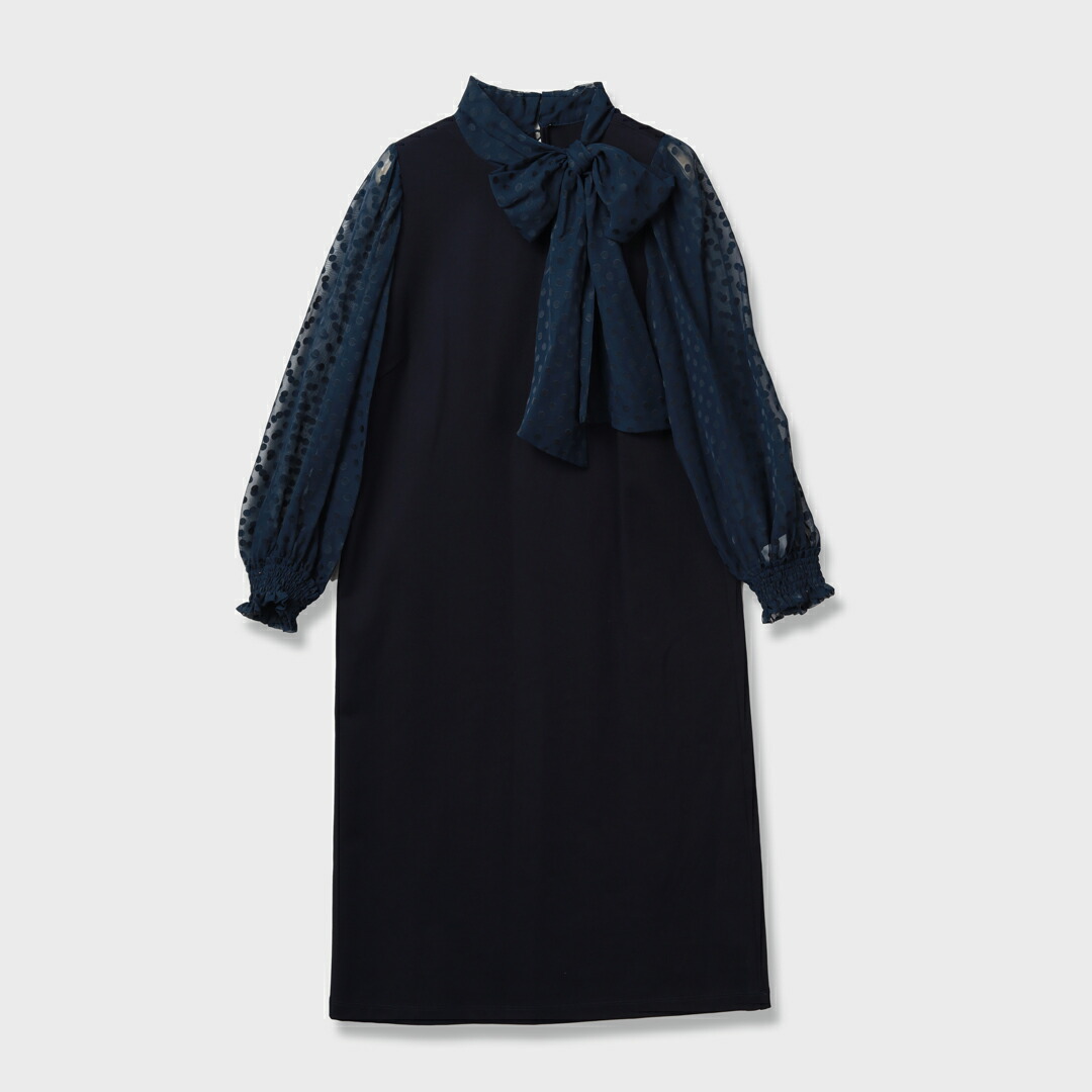 銀座マギー　I wonder if... 青 長袖ひざ丈ワンピース 銀座マギー I wonder if 青 長袖ひざ丈ワンピース 銀座マギー I