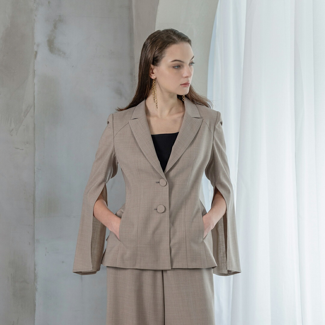 MAGGY/New Standard & New Basic ウール混 スリット スリーブ ジャケット[全2色]ginzamaggy 銀座 マギー 銀座maggy MAGGY ギンザマギー ぎんざまぎー 送料無料 トレンド レディース ファッション 20代 30代 40代 プレゼント ギフト ラッピング無料