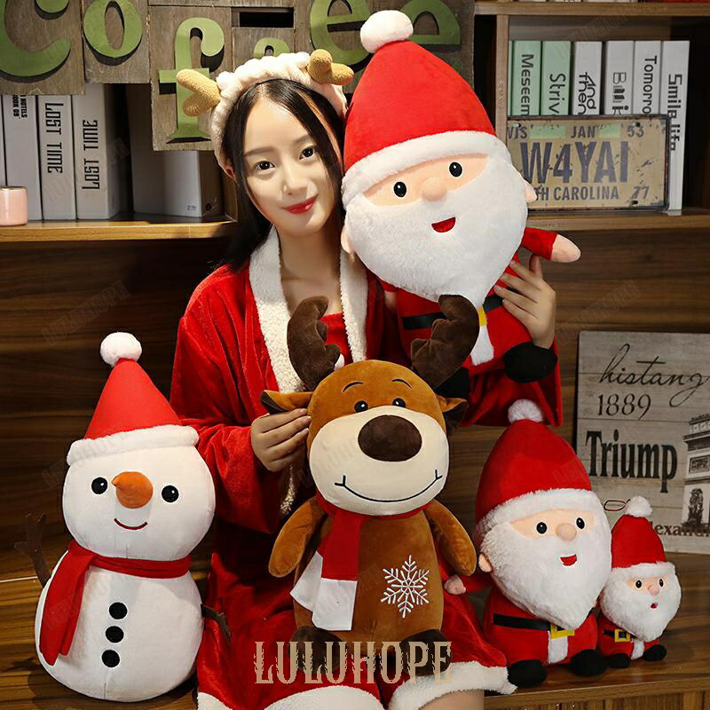 クリスマスファー付きぬいぐるみ スノーマン ぬいぐるみ 人形 ファブリックドール 28cm 置物 飾り