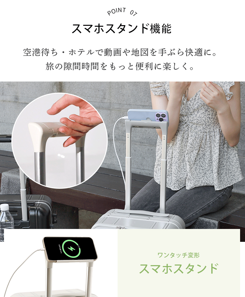 【魔法小屋公式】スーツケース フロントオープン 片開き キャリーバッグ Sサイズ 機内持ち込み USBポート付き ドリンクホルダー スマホスタンド 隠しフック キャリーケース 前開き 静音 ストッパー タイヤ交換 大容量 大型 おしゃれ 旅行