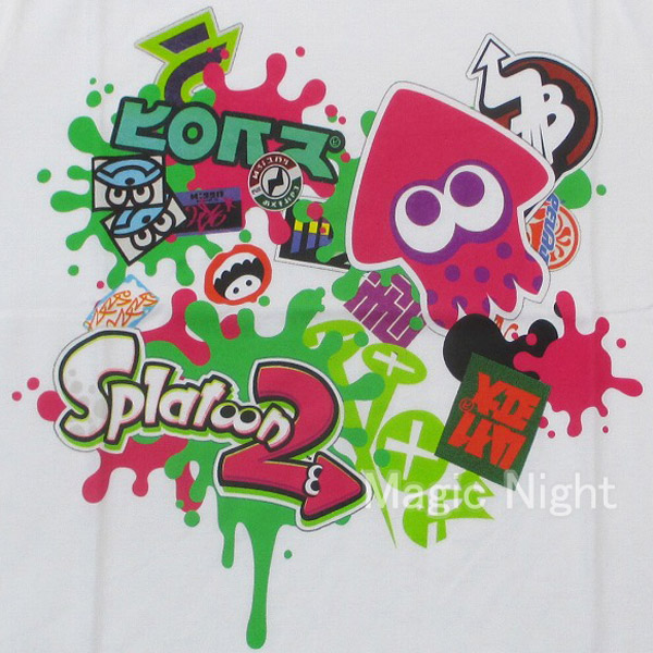 楽天市場 スプラトゥーン２ スプラットインクリング デザインtシャツ ホワイト Splatoon2 スプラ プリント Tシャツ 白 公式 インクリング イカ 大人用 S M L Llサイズ ネコポス発送 マジックナイト Spwh ハロウィン仮装 マジックナイト