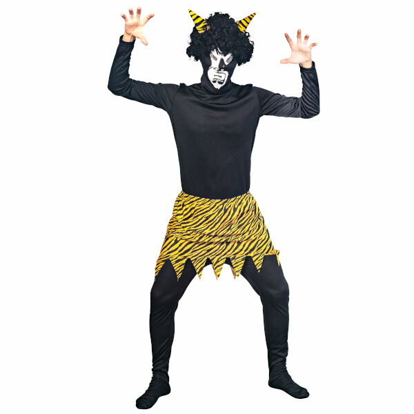リアル鬼 黒<br>【節分 鬼コスプレ 衣装 かつら マスク 全身タイツ 鬼のパンツ おに ハロウィン 仮装 コスチューム 悪役 昔話 グッズ ブラック 男性 メンズ 大人用】マジックナイト CS908197