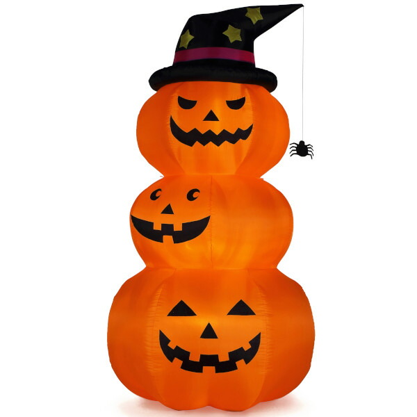エアーディスプレイ 3連オレンジパンプキン(L)<br>【ハロウィン 飾り 置物 大きい置き物 かぼちゃ カボチャ エアブロー エアバルーン イベント 会場】マジックナイト YI2002