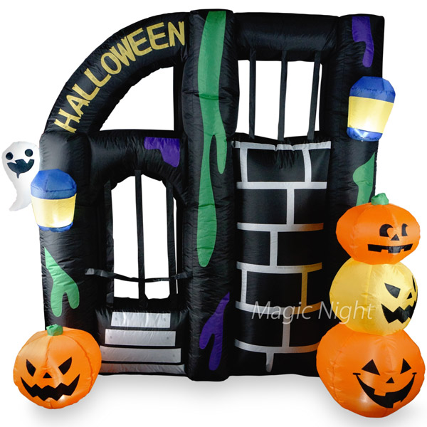フォトスポット ディスプレイ パンプキンプリズン<br>【ハロウィン 置き物 写真撮影スポット エアーディスプレイ 大きいサイズ 飾り かぼちゃ おばけ 光る 置物 パンプキン ゴースト ホラー エアバルーン エアブロー イベント 会場 装飾 グッズ】マジックナイト YI1293