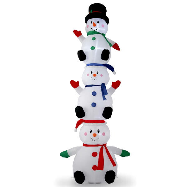 エアーディスプレイ スノーマントリオ<br>【クリスマス 雪だるま ゆきだるま エアバルーン 大きい 飾り 装飾 イルミネーション 置物 ふくらまし インフレータブル 297cm】マジックナイト YIWG9515