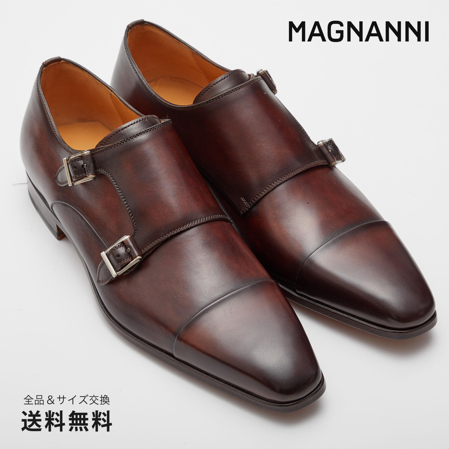 ニッサン・638 美品 MAGNANNI モンクストラップ カーフ ブラック 26.5