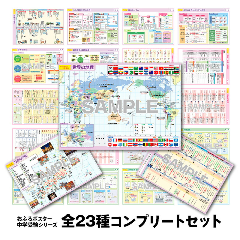 【お買い物マラソン期間ポイント10倍】『マグネットパーク× 旺文社 』 知育マグネット おふろポスター 中学受験シリーズ【全23種コンプリートセット】 お風呂ポスター お風呂学習 知育ポスター B4サイズ マグネットシート製【宅配便送料無料】