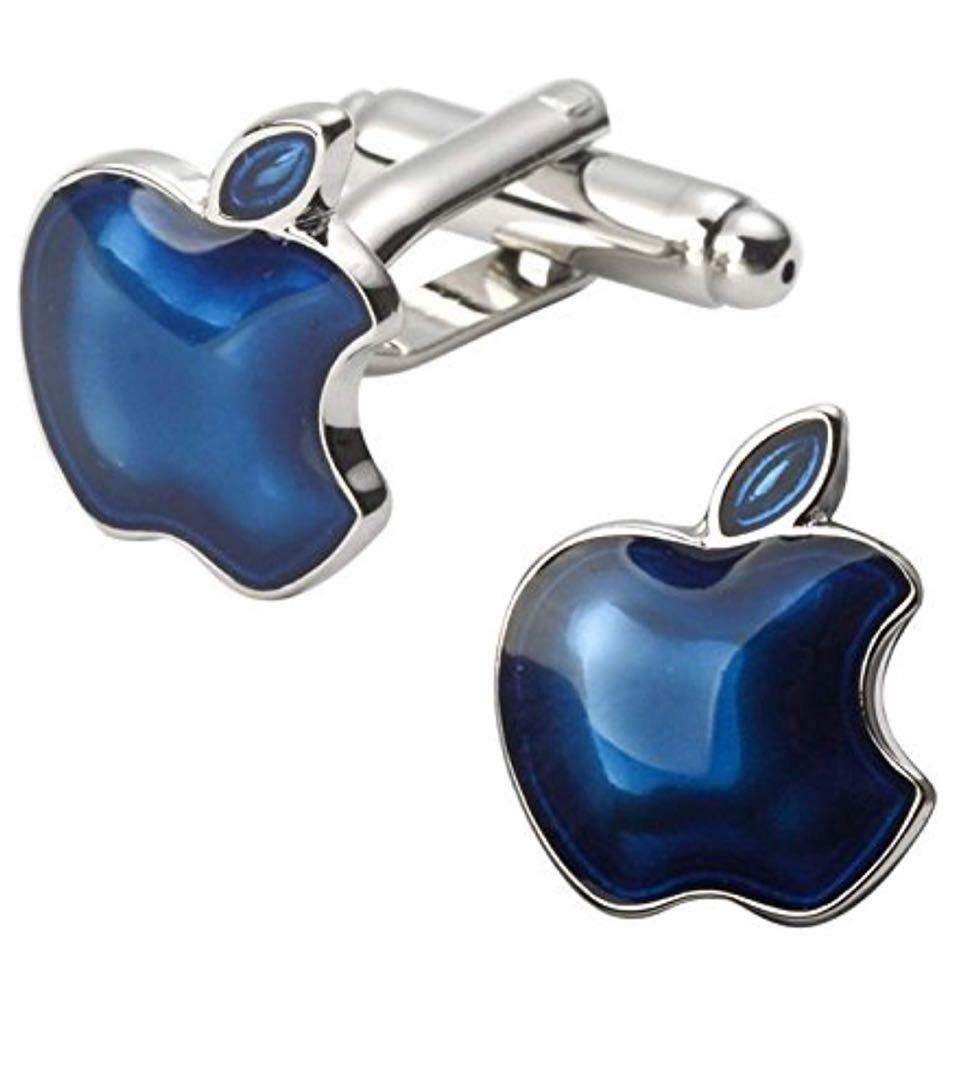 カフスボタン メンズ おしゃれ カフリンクス ブルーアップル 青いりんご 林檎 2個セット 完売