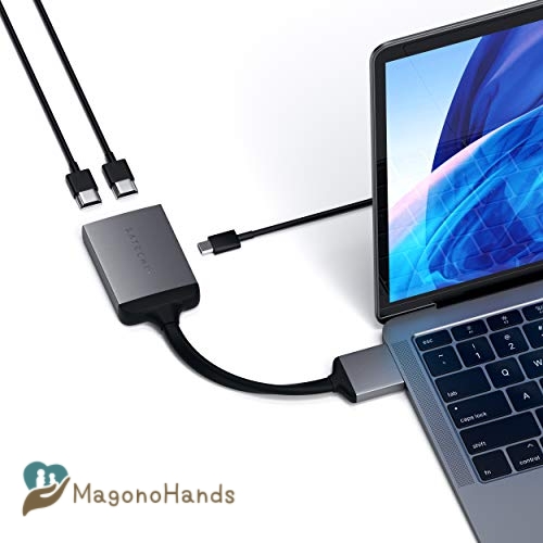 Satechi Type C デュアル Hdmi アダプタ 4k 60hz Usb C Pd 搭載付添い Macbook Pro Macbook Air 18今後 Mac Mini18以降一致 あき場所灰色 Voiceofdarbhanga Com