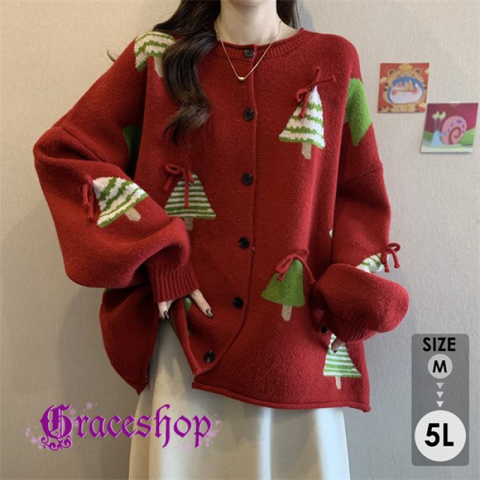 セーターレディースクリスマスニットクリスマスセーターニットセーターXmasChristmasクルーネックサンタ服長袖トップスゆったり秋冬体型押しかぶせるかっこ良い心地好い好いたらしい生あたたかいc6sa ニット・セーター-トップス