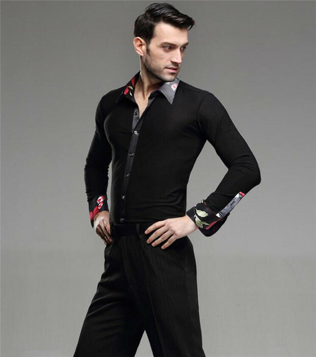 メンズラテンダンス用プルオーバー成人男性用S/M/L/XL/2XL社交ダンス御召しもの厚地の外套社交ダンス御召しもの人付き合い訓練を受ける着ワルツチャチャチャルンバジャイブ（Jive）ラテンラテンダンスシャツステージ御召しもの成人男性人付き合い社交ダンス御召しもの引きくらべる用上演ブラックグローリーパーク