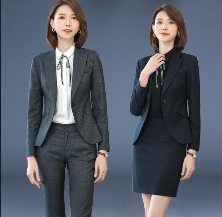 ★ジャケット+パンツ/スカート キャバドレス エレガント 着痩せ OL 通勤★フォーマル 結婚式 二次会 2点セット/スーツ キレイメS/M/L/XL/2XL/3XL/4XL 20代30代40代レディーススーツ スリム カジュアル/秋冬/グレー/ネイビー