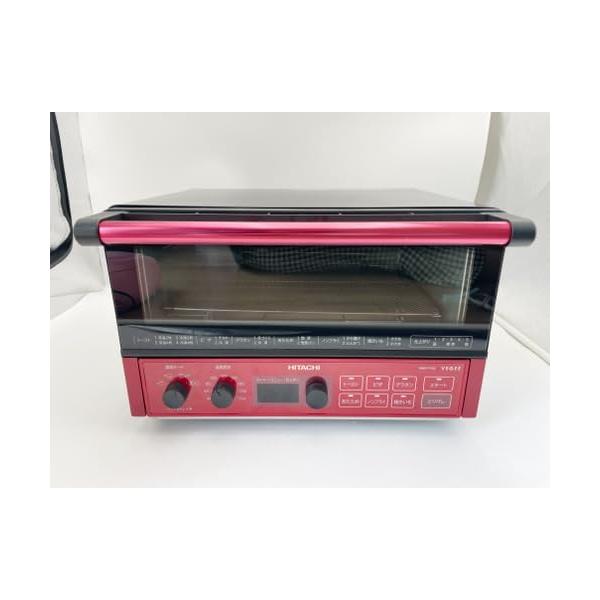 【中古】日立 コンベクション オーブントースター 1,300W 4枚焼き 遠赤ヒーター ノンフライ調理 HMO-F100 R レッド|MahanA店