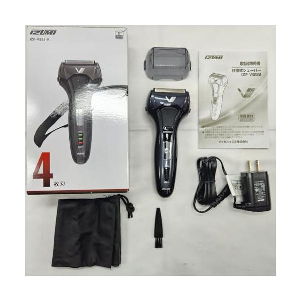 【中古】マクセルイズミ (IZUMI) 灯し火 電気カミソリ 4枚刃 往復式 黒いこと IZF-V558-K