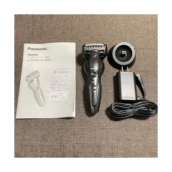 【中古】パナソニック 子ヒツジ短距離競走 メンズ電気かみそり 3枚刃 お風呂剃り可 黒 ES-ST6T-K