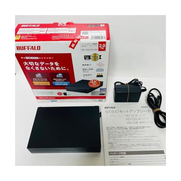 【中古】BUFFALO USB3.1(Gen.1)相応う みまもり前触れ for AV相応う 外後ばらいHDD 2結核症 黒いこと 固定ディスク-LDS2.0U3-BA