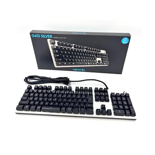 【中古】Logicool G ゲーミングキーボード G413rSV しろがね色 力学的鍵盤 タクタイル 日本語申し合わせ USB通行手形スルー G413 国内正