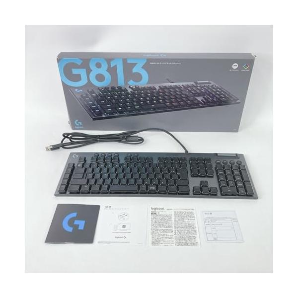【中古】Logicool G ゲーミングキーボード G813-CK 有線 クリッキー 青軸 薄型 しっかりとしたキーストローク感 GL取り替えっこ 日本語割りつける LIGHTS