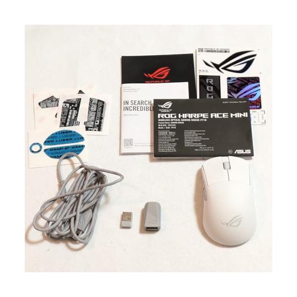 【中古】ASUS ROG HARPE ACE MINI 白 超軽さ 49g 決定づける対称性 ゲーミングマウス 42,000 DPIのROG AimPoint Pro