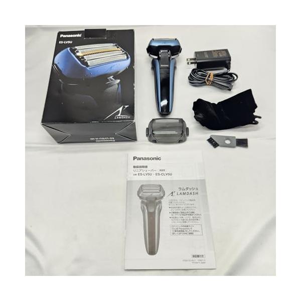 【中古】パナソニック メンズ電気カミソリ 子ヒツジ短距離競走 直線的 5枚刃 青 ES-LV5U-A
