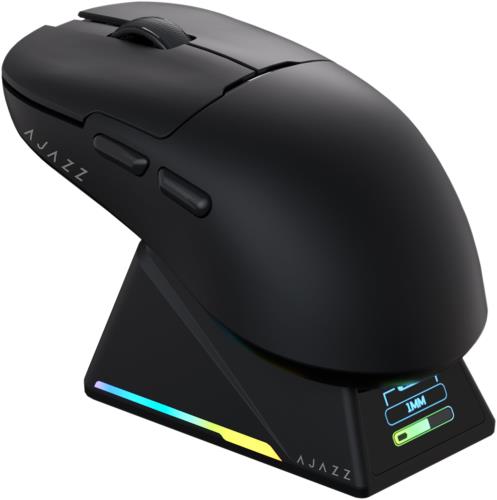 AJAZZ AJ159 APEX ワイヤレスゲーミングマウス 4K 8KHz対応 OLEDディスプレイ 充電スタンド付き PAW3950 30000DPI RGB 56g 軽量化 日本語 2.4G 無線 3モード接続 FPSゲーム KIBU日本正規代理店保証品 (ブラック)画像
