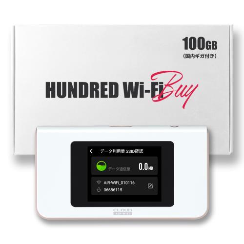 HUNDRED Wi-Fi チャージ Type1年間 ギガ付き セット ポケット モバイル WiFi ルーター プリペイド式 買い切り型 契約なし 縛りなし 月額費用なし 返却不要 工事不要 データ 追加 補充 リチャージ 海外利用可能 Car 車載 カー (国内100GB / 365日間)画像