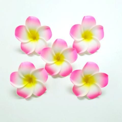 10個セット プルメリア 青 花冠 ピンク ウレタン レイ 9cm 白 クリップ ハワイアン ブーケ なし トロピカル 花材 手作り 南国 造花