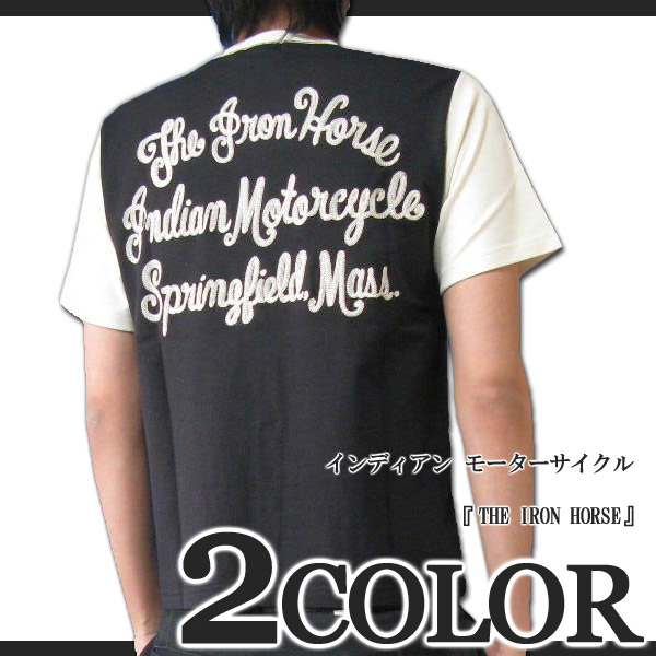 【ポイント最大4倍】インディアンモーターサイクル Indian Motorcycle THE IRON HORSE チェーン 刺繍入り 半袖Ｔシャツ IM75718