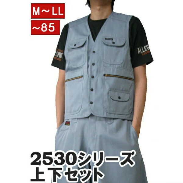 【ポイント2倍】作業着 作業服 寅壱 寅一 ベスト × 超超ロング八分 2530s611418 7 グレー 上下セット 作業ズボン ニッカポッカ|Mahogany 店