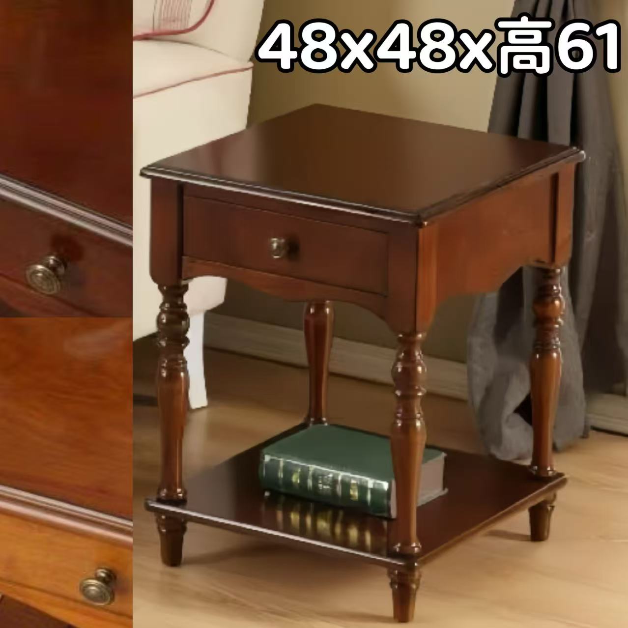 サイドチェスト 61cm 48&times;48 北欧 オーク サイドテーブル 収納 木製テーブル ナイトテーブル おしゃれ サイド テーブル 木製 かわいい ソファーテーブル 寝室収納 引き出し ベッドサイドテーブル スリム おしゃれ 収納付き サブテーブル 一人暮らし 収納ラック ブラウン 茶色｜マホーム 店