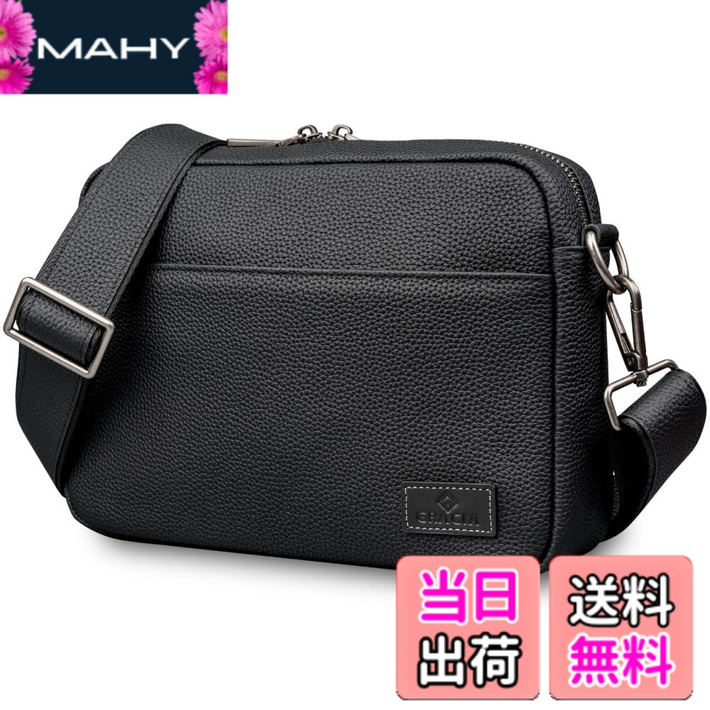 【送料無料】[GRACIA] 本革 ショルダーバッグ ミニショルダー 3way ショルダー バッグ 牛本革 レザー 斜め掛け 肩掛け 大容量 コンパクト ミニバッグ かばん 色：ブラック 11,100円