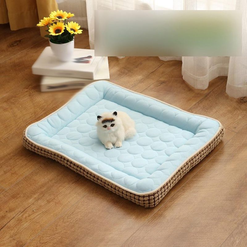 犬用ベッド スクエア型 ペットベッド 夏用 やんわり ひんやりマット ペットソファー 通気性優れ 冷感 滑りにくい裏生地 室内用 お手入れ簡単 爪とぎ 暑さ対策 ペットクッション クール ペット寝床