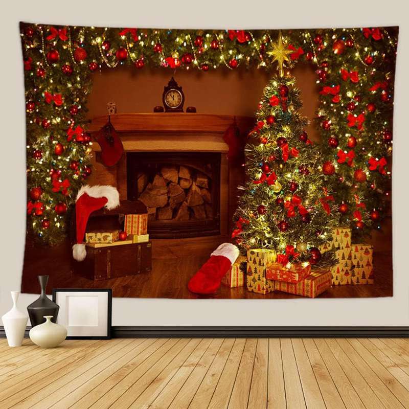 タペストリー クリスマス 飾り物 目隠し のれん 暖簾 クリスマスツリー 95*73cm 北欧 おしゃれ クリスマスギフト 飾り付け 壁飾り 壁掛け クリスマスイラストタペストリー パーティー インテ