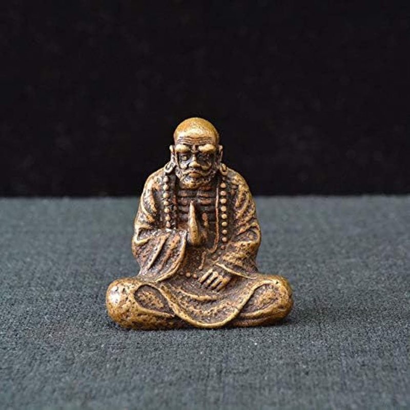 ヴィンテージ金管楽器像、細密画金管楽器飾りつけ、中国風水、アンティークブロンズ仏像始祖銅飾りつけ細密画仏教乗りかかる者ヴィンテージソリッドブラスオーナメントクラフトデスクデコレーション  色合いa