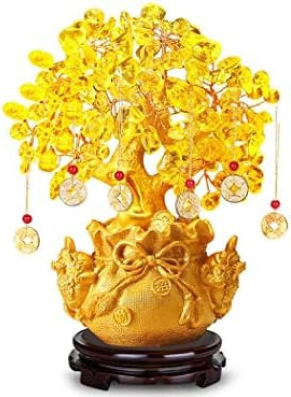 招財樹 金 なる木 シトリン 黄水晶 風水置物 金運祈願 開運 商売繁盛祈願 風水アイテム パワーストーン お礼 新年 贈り物 金運アップ おしゃれ